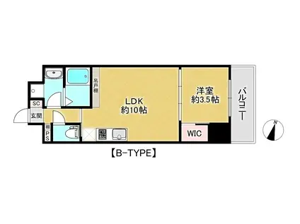 生田町2丁目マンション(1LDK/4階)の間取り写真