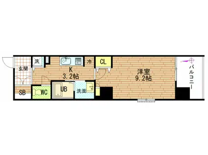 グラビスコート上幟町(1K/3階)の間取り写真