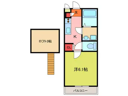 クレール本町(1K/2階)の間取り写真