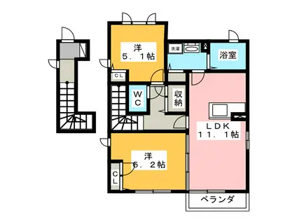 FERIO B(2LDK/2階)の間取り写真