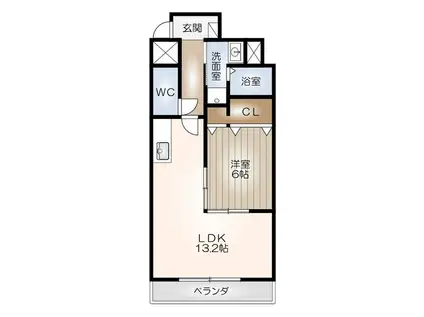 MONZEN偕(1LDK/10階)の間取り写真