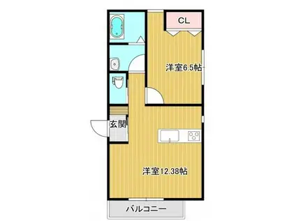 AZUL(1LDK/2階)の間取り写真