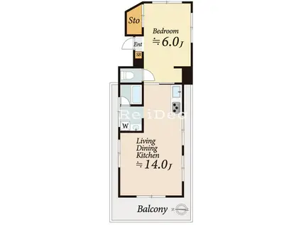 ニュー田口ビル(1LDK/5階)の間取り写真