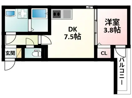 メゾンCOCO垂水(1DK/1階)の間取り写真