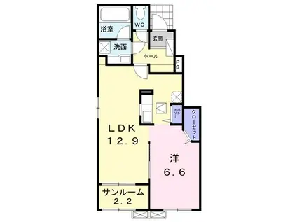 コンフォルト(1LDK/1階)の間取り写真