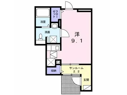 ル・プティシュ(ワンルーム/1階)の間取り写真