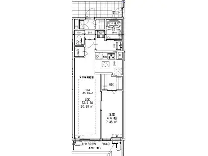 ピースコート登戸IV(1LDK/1階)の間取り写真