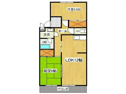 エクセル築地(2LDK/4階)の間取り写真