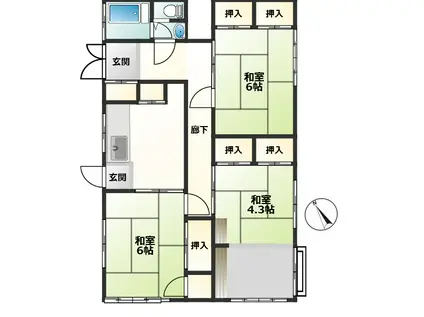 コーポ小野(3DK/2階)の間取り写真