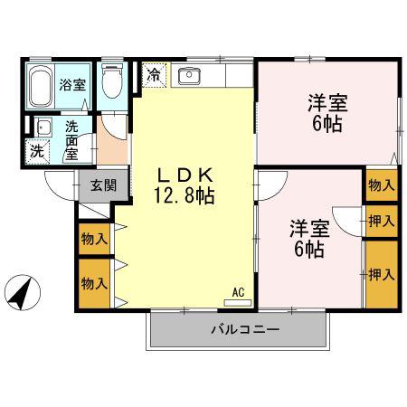 セジュール中相田II(2LDK/2階)の間取り写真
