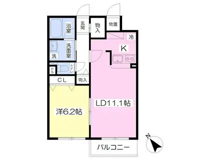 センチュリー若林II(1LDK/3階)の間取り写真
