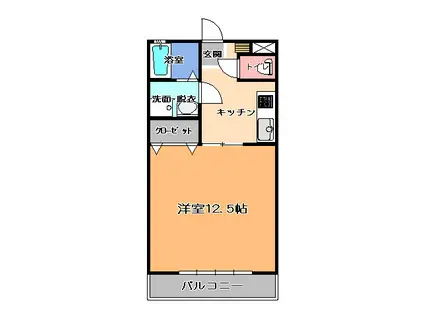 ウィングヴィラ枝野B棟(1K/2階)の間取り写真