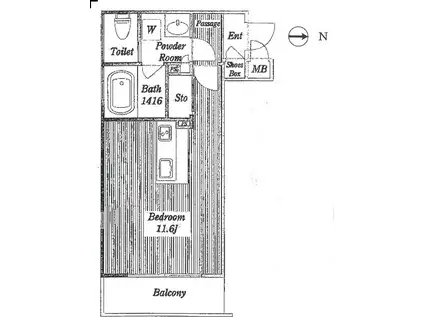 ルナアズール(ワンルーム/2階)の間取り写真