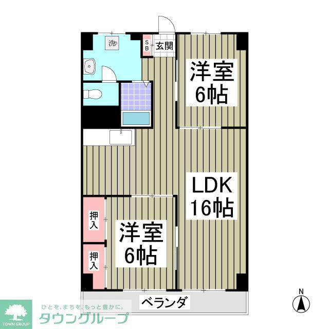 坂口コーポ(2DK/2階)の間取り写真