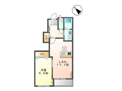 ラ・カンパニュラII(1LDK/1階)の間取り写真