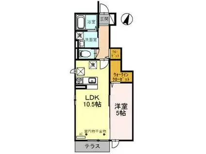 ヴィルヌーヴ(1LDK/1階)の間取り写真