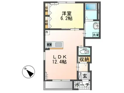 武甲ニイヤ(1LDK/1階)の間取り写真