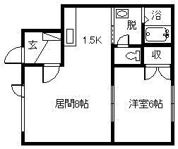 アイリス1.7(1DK/1階)の間取り写真