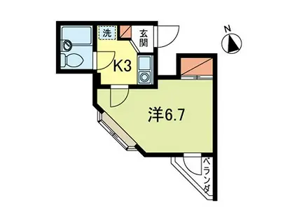 メゾンシャルム(1K/2階)の間取り写真