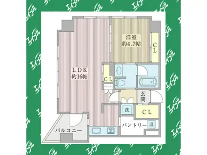 YZ MAHOROBA(1LDK/11階)の間取り写真