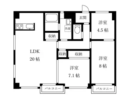 グランボーテ千賀の浦(3LDK/6階)の間取り写真
