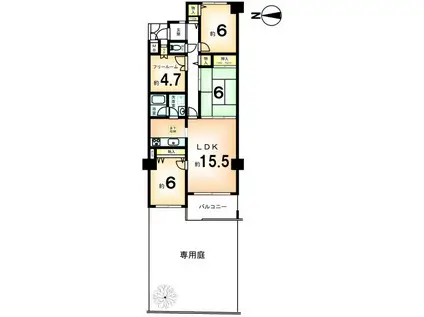 嵐山グランド・シティ(3SLDK/1階)の間取り写真