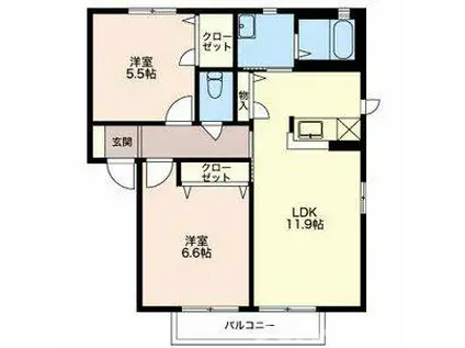 ラフィード(2LDK/2階)の間取り写真