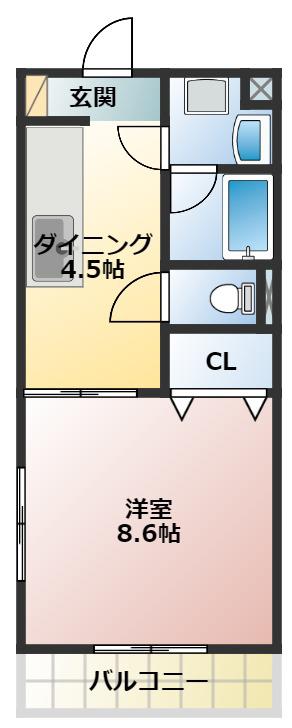 ヴィラ・コパン(1DK/1階)の間取り写真