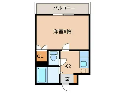 鹿児島市電谷山線 荒田八幡駅 徒歩4分 5階建 築30年(1K/5階)の間取り写真