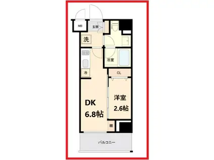 キライトキンシチョウ(1DK/3階)の間取り写真