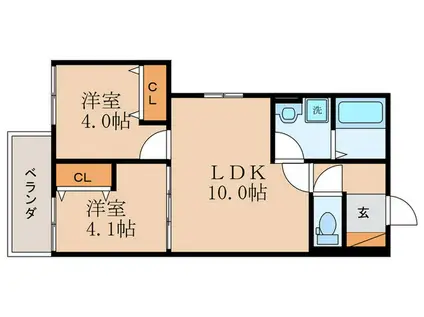 山科区東野北井ノ上町AP(2LDK/2階)の間取り写真
