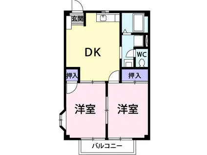 カームロズァリオ(2DK/2階)の間取り写真