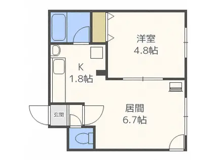 コミニティ舘(1LDK/4階)の間取り写真