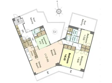 ルネ門前仲町パークステイツ(4LDK/8階)の間取り写真