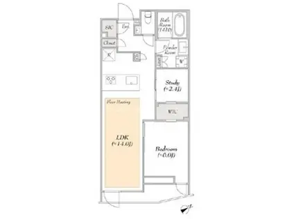 ルミークスイート恵比寿 3階(1SLDK/3階)の間取り写真