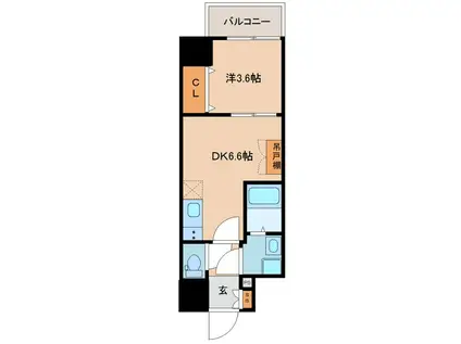 メルベージュ此花(1DK/6階)の間取り写真