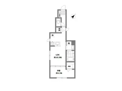 京王井の頭線 永福町駅 徒歩7分 2階建 築1年(1LDK/1階)の間取り写真
