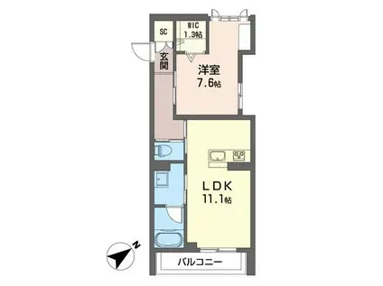 セルディーナ(1LDK/3階)の間取り写真