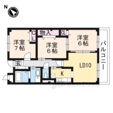 パークウインド(3LDK/3階)の間取り写真