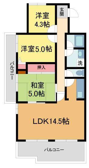 レジェンダリー小松(3LDK/4階)の間取り写真