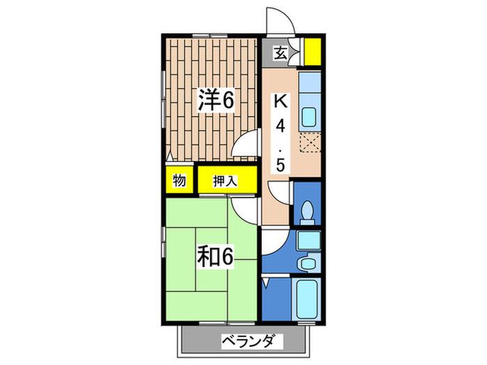 サンコート東戸塚A棟(2K/2階)の間取り写真