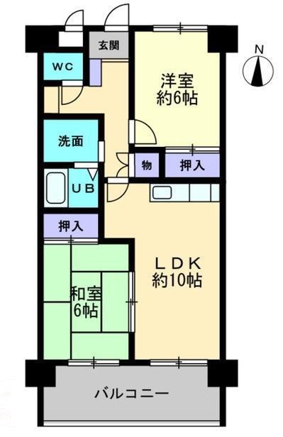 シティラック高松A(2LDK/6階)の間取り写真