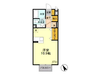 ウェル・クレール(ワンルーム/2階)の間取り写真