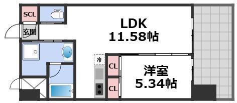 プレジオ城東(1LDK/2階)の間取り写真