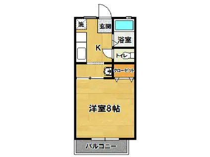 サンガーデン春日(1K/1階)の間取り写真