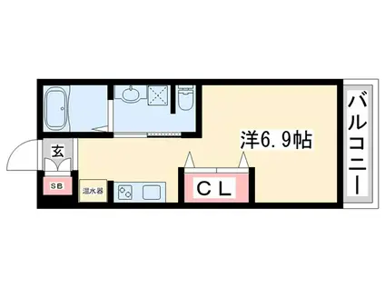 ヴィアノ緑が丘 ウエスト(ワンルーム/2階)の間取り写真