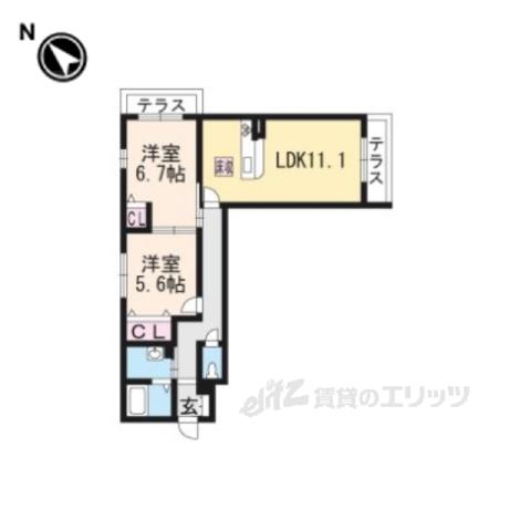 ノーブルパレス(2LDK/2階)の間取り写真