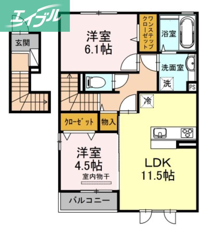 LA・MAISONA(2LDK/2階)の間取り写真
