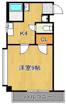 ルネサンス北方(1K/2階)の間取り写真