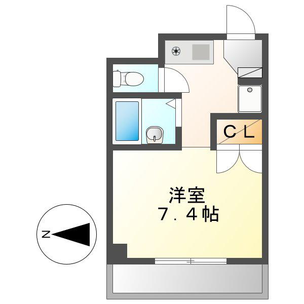 TOWNみやび(ワンルーム/2階)の間取り写真